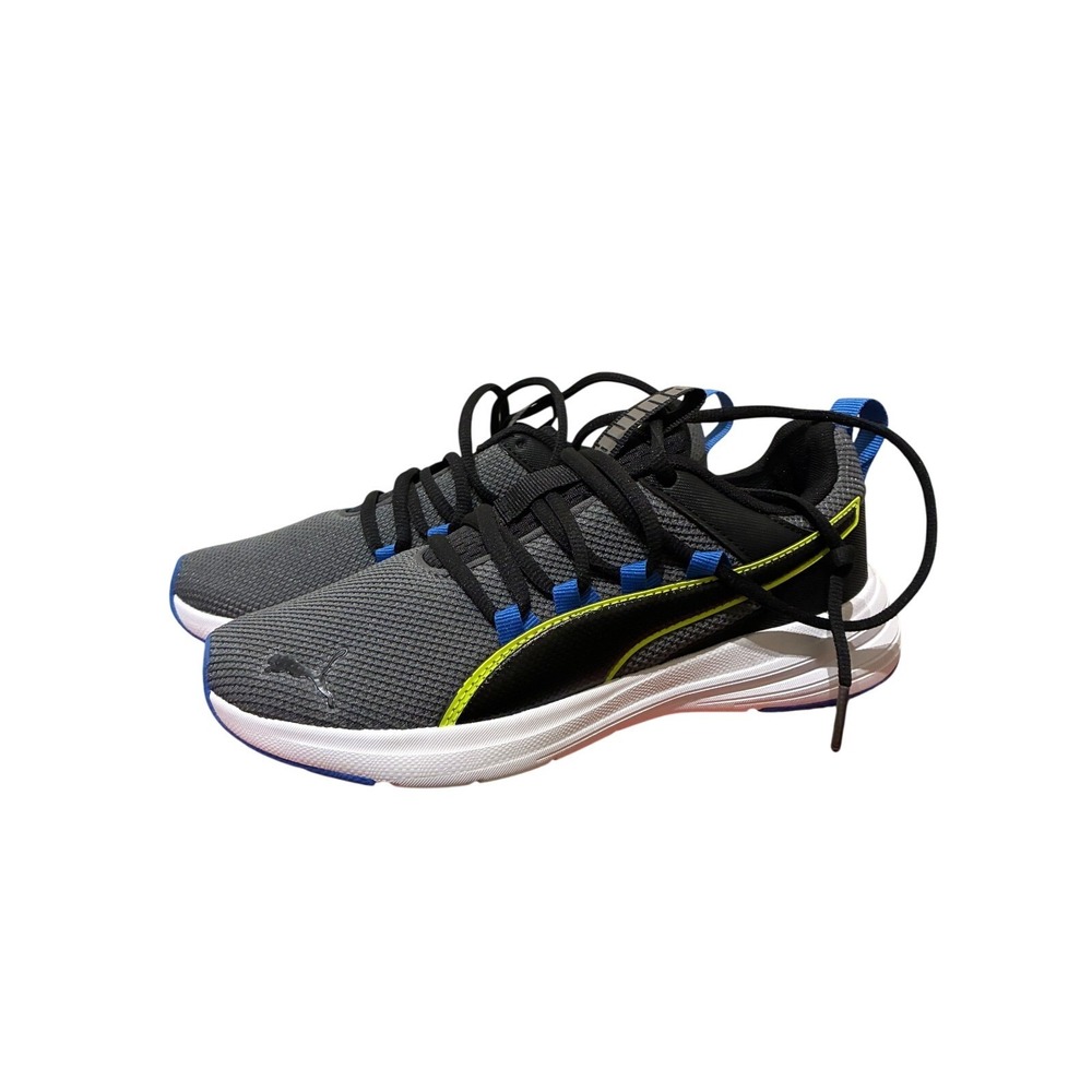 Puma Excursion JR Kids Running Shoes Gray Yellow Blue Lace Up Athletic Size 4‎
